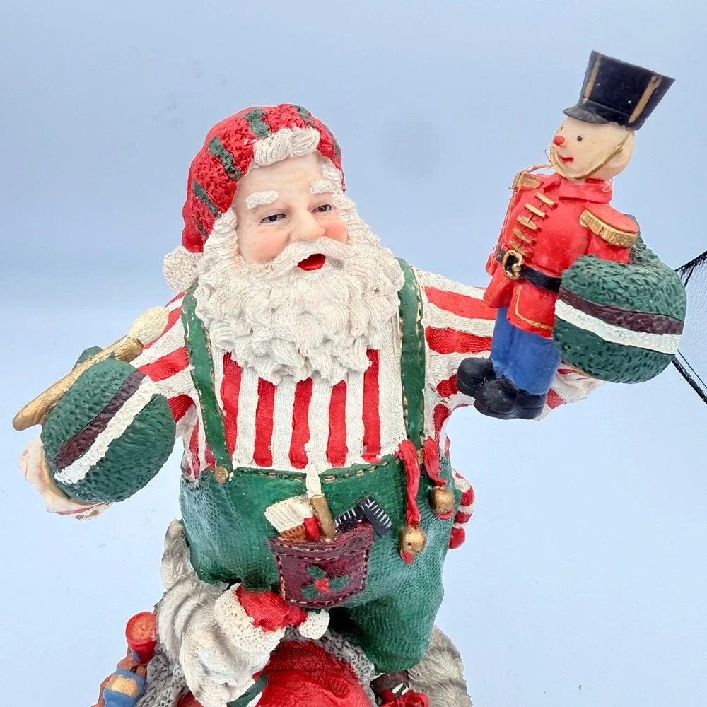 Vintage Style Santa Claus Figurine with Nutcracker and Kittens Christmas Decor